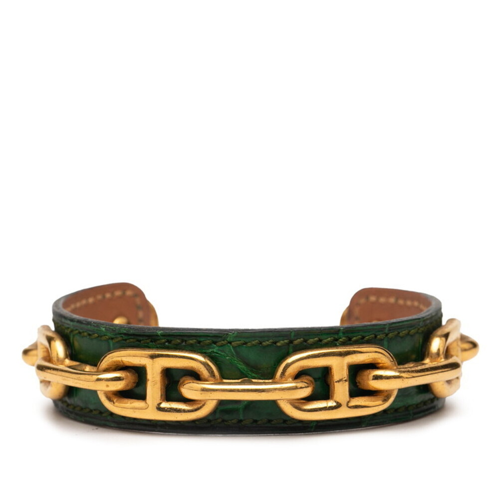 HERMES Green Leather Bracelet